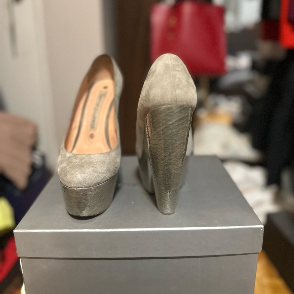 Gianmarco Lorenzi Steel Grey Platform Pumps